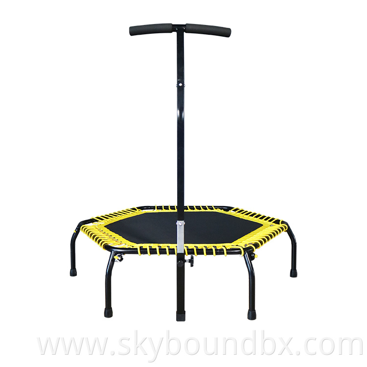 Gym fitness adjustable mini 50 inch hexagon trampoline with handle bar